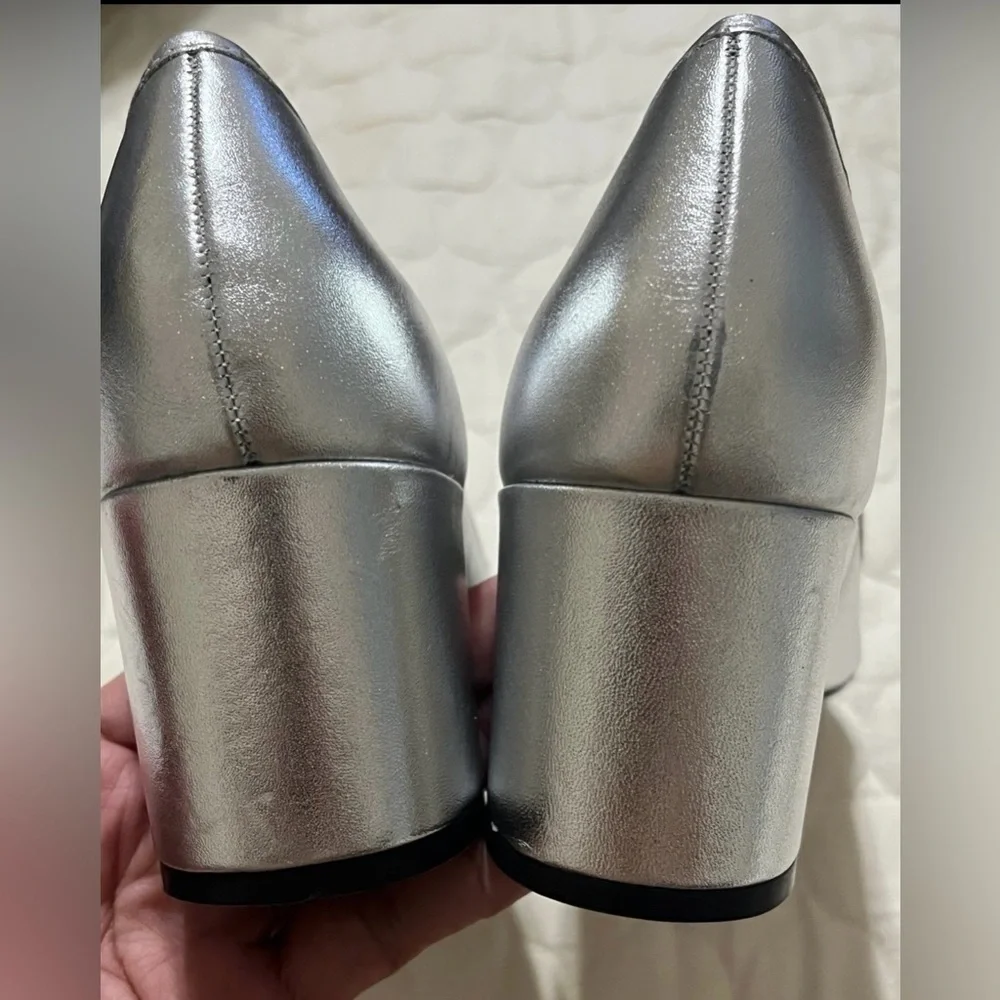 NEW Womens SCHUTZ Arissa Metallic Bow Cap-Toe Pumps 9.5, Black